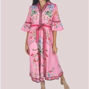 NEW ISLAPAYAL cape midi dress in soiree pink